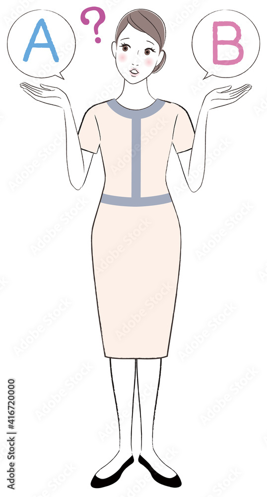 A woman esthetician comparing A with B A woman esthetician comparing A with B