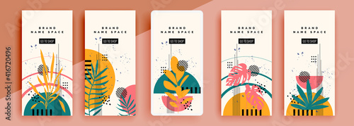 Trendy editable template for social networks stories, vector illustration. Design backgrounds for social media.