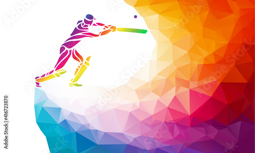 Abstract cricket player vector multi color bright illustration
