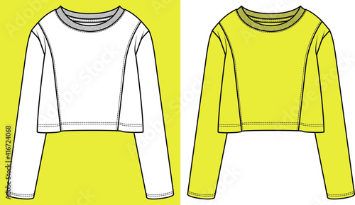 Sweatshirt design fashion flat sketches. Apparel template