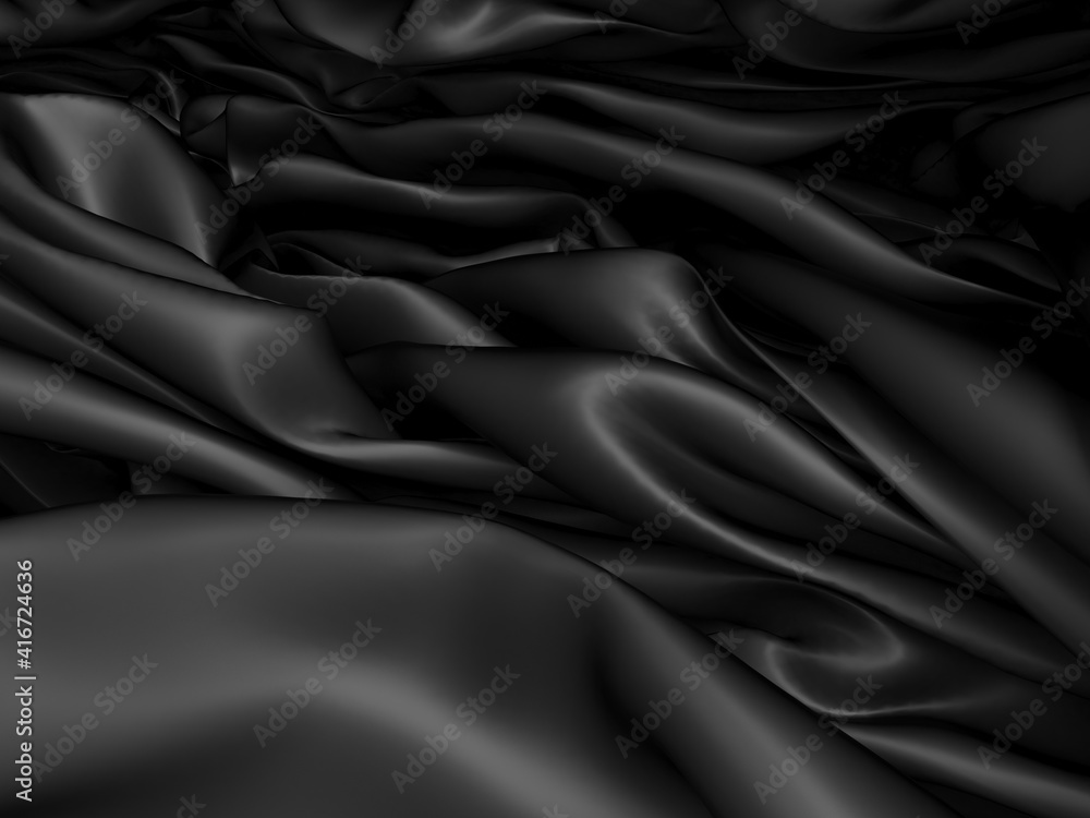 Fototapeta premium Abstract background luxury cloth. Smooth elegant black silk or satin