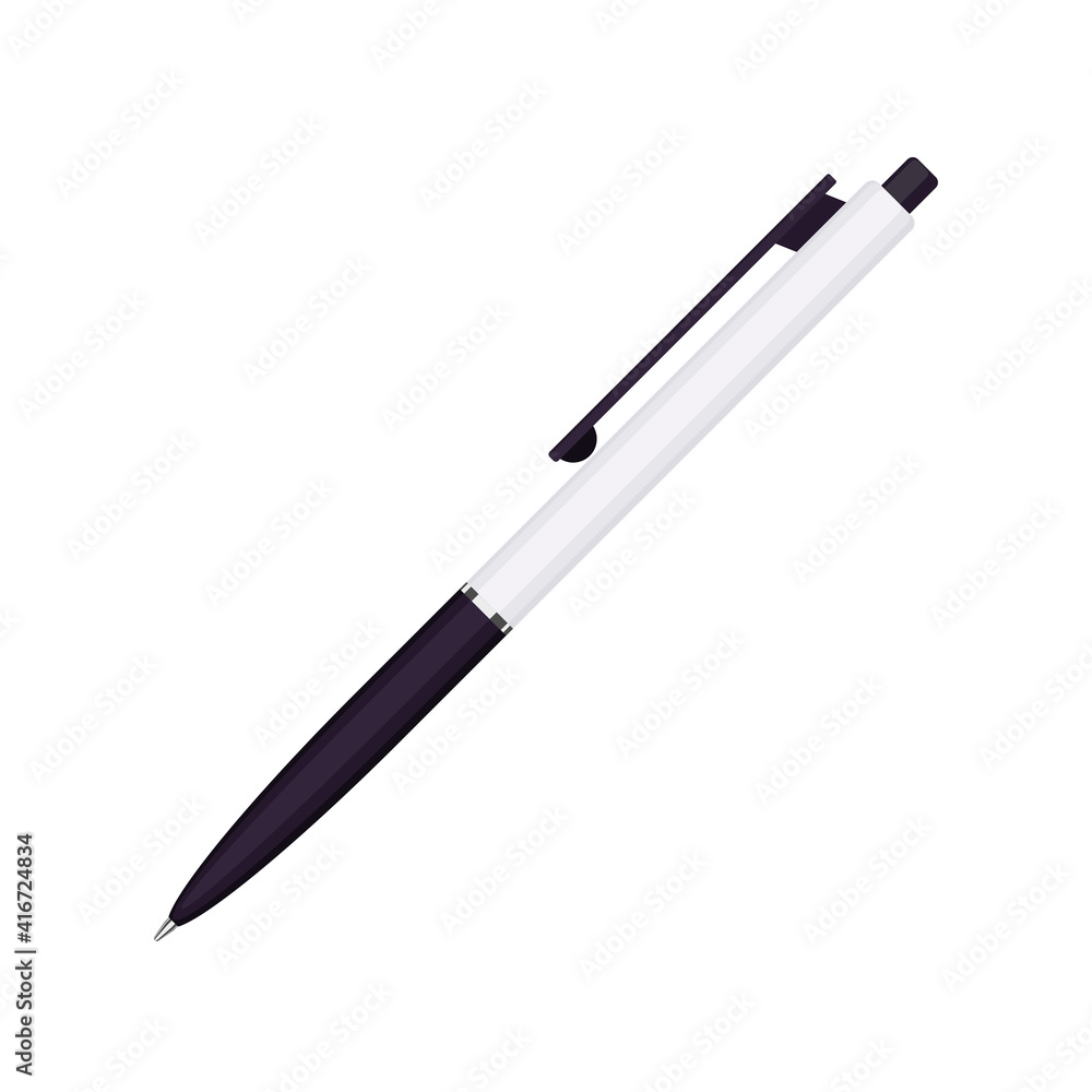 Automatic spring ballpoint pen in black and white case. Vector illustration Automatic spring ballpoint pen in black and white case. Vector illustration