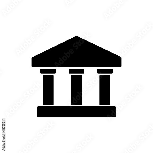 Bank icon. University black sign. Building with columns silhouette symbol. Vector isolated on white