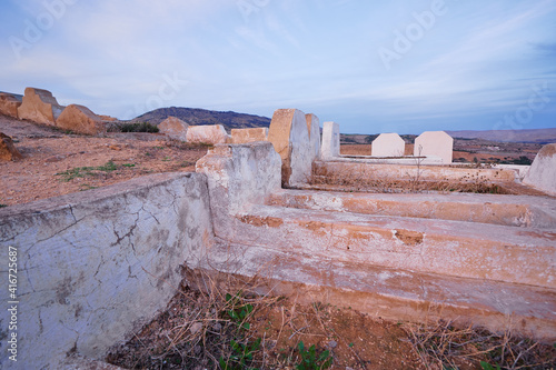 Muslim cemetery graves. Fez, Morocco, North Africa.