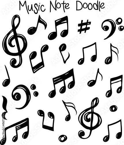 Vector set of  music note doodle, vector illustration