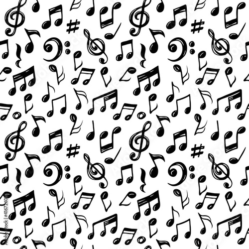 Seamless pattern of  music note doodle, vector illustration
