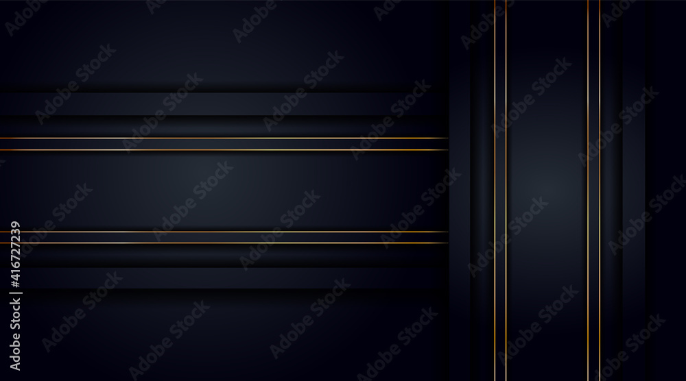 Black abstract layer overlaps illustration with golden line illustration background Black abstract layer overlaps illustration with golden line illustration background
