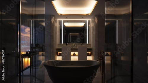 Luxury White Marble Bathroom Interior photo