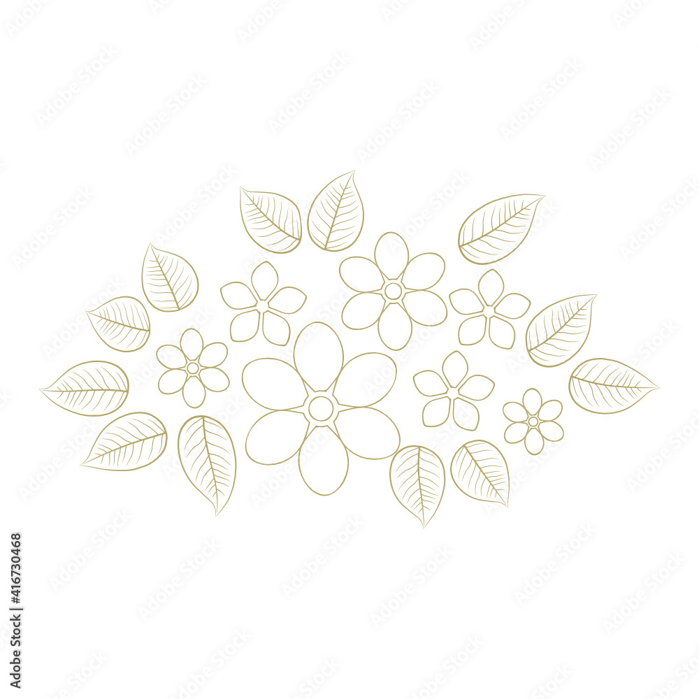 Fototapeta premium Golden flowers, vector