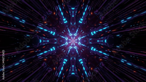 Fototapeta Naklejka Na Ścianę i Meble -  Futuristic geometric neon lights of 3d illustration