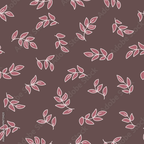 Seamless botanical pattern. Tree branches with leaves  field grass. hand drawn. Pastel colors. Summer ornaments for fabric  wrapping paper  home decor. Vector