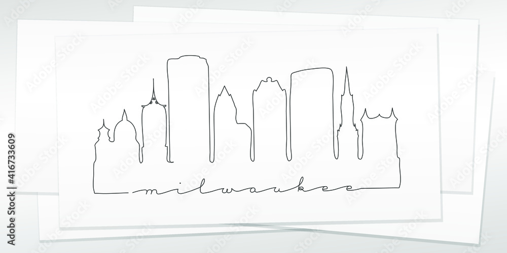 Obraz premium Doodle Skyline Hand Drawn. City One Line Art Illustration Landmark. Minimalistic Sketch Pen Background.