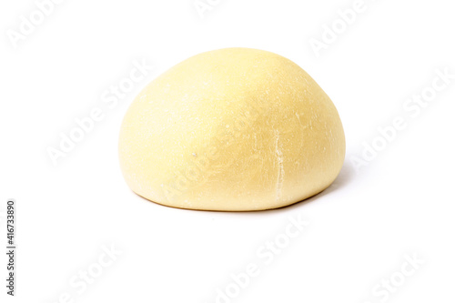 fresh raw dough for pizza or bread baking isolated on white