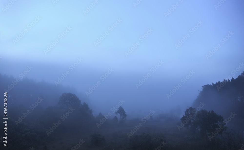 Watchan landscape and fog time at Chiangmai, Thailand