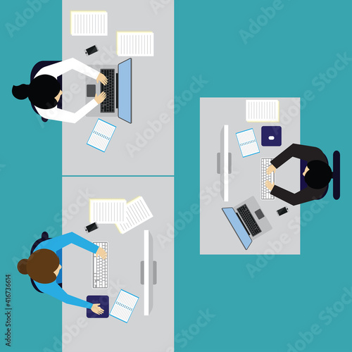 top view of business woman working at office desk table in office