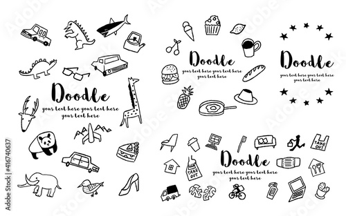 動物と持ち帰りの落書き_デザインセット01