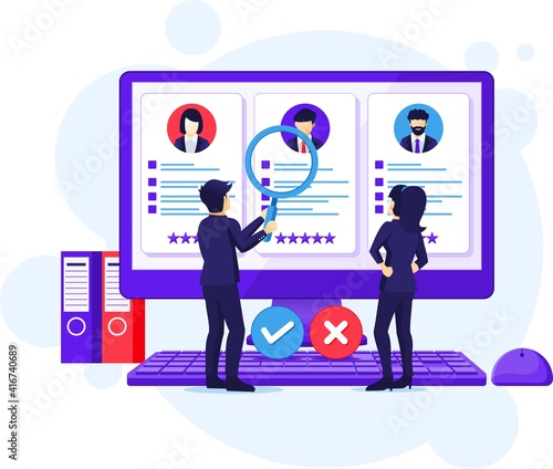 Hiring and recruitment concept, People searching candidate for a new employee, Human Resource, recruitment process illustration