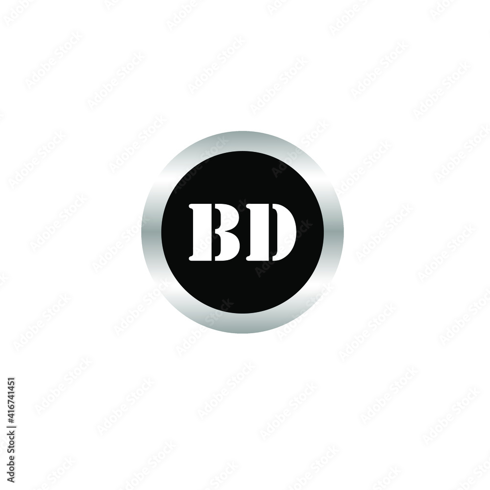 the letters BD. monogram icon alphabet design circle silver the letters BD. monogram icon alphabet design circle silver