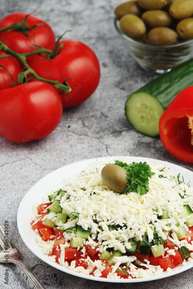 Shopsky salad - national Bulgarian dish Shopsky salad - national Bulgarian dish