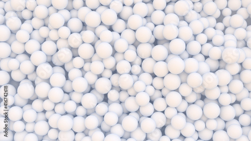 Abstract digital background with heap of white spheres