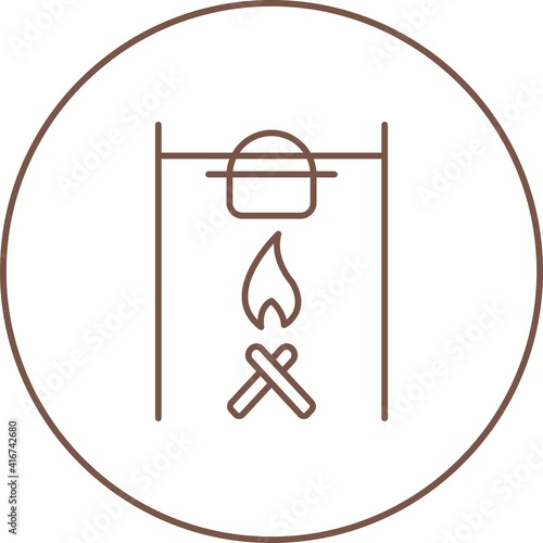 Unique Camp Fire Line Vector Icon