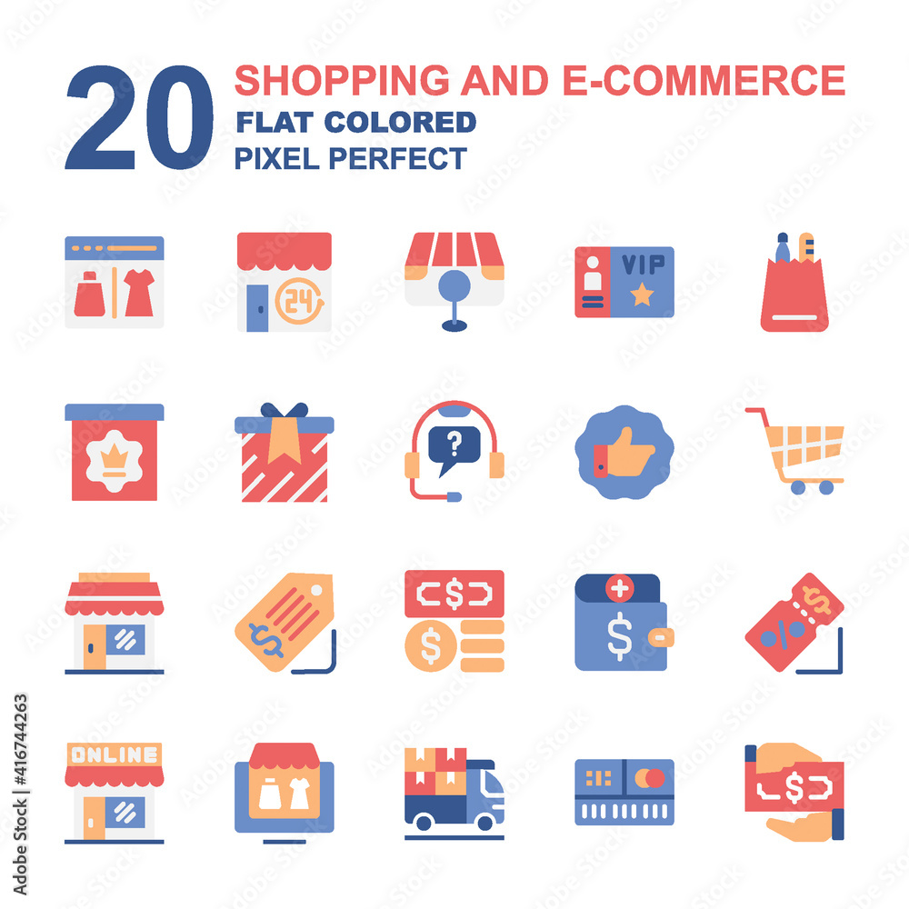 Icon Set of Shopping and E-Commerce. Editable Stroke and Pixel perfect.
