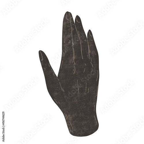 Woman's hand. Raster black  illustration of a hand. Raster illustration for creating fashion prints, postcard, wedding invitations, banners, arrangement illustrations, books, covers.