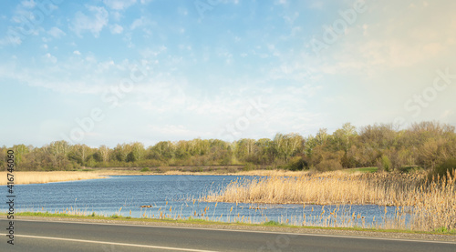 beautiful lake and rural landscape