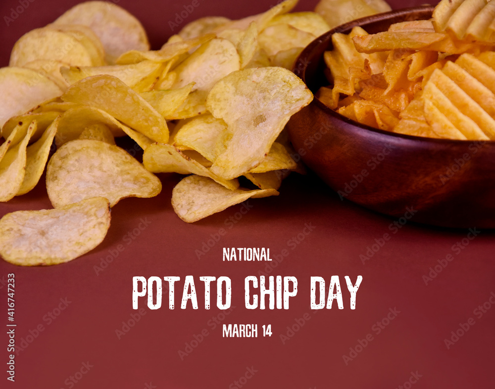 National Potato Chip Day stock images. Fried potato chips closeup