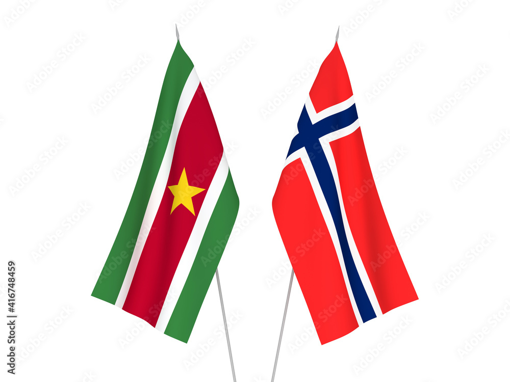 Norway and Suriname flags