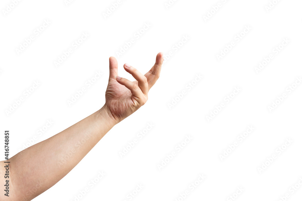 a hand holding something like a bottle or smartphone on white backgrounds, isolated a hand holding something like a bottle or smartphone on white backgrounds, isolated