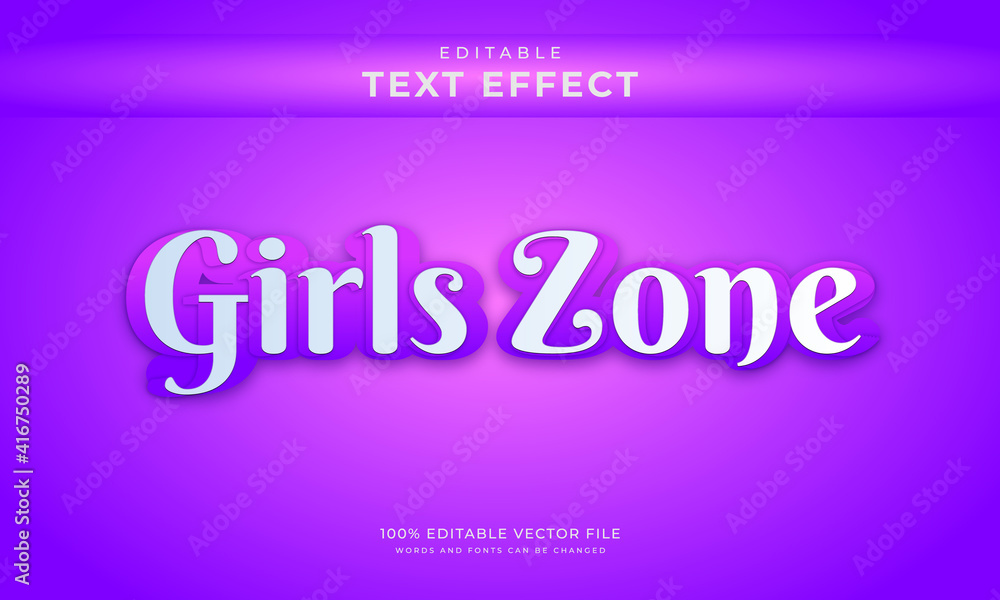 Editable text effect, Girls Zone-style