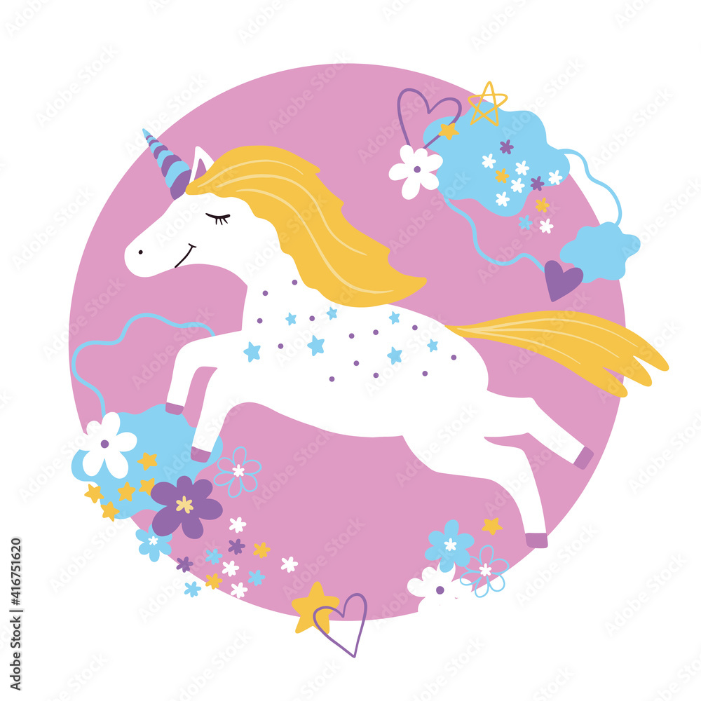 Fototapeta premium drawing cute unicorn icon vector illustration design