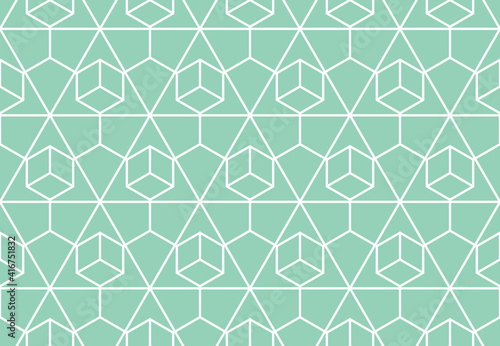 The geometric pattern with lines. Seamless vector background. White and green texture. Graphic modern pattern. Simple lattice graphic design