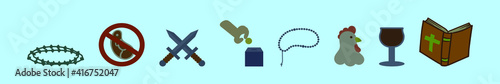 set of lent cartoon icon design template with various models. vector illustration isolated on blue background