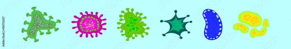 set of mold cartoon icon design template with various models. vector illustration isolated on blue background set of mold cartoon icon design template with various models. vector illustration isolated on blue background
