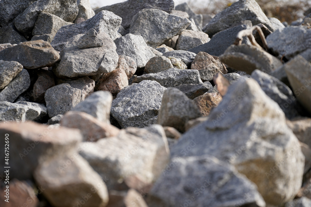 Granite is rich in quartz, mica and feldspar photographed in daylight in Bavaria