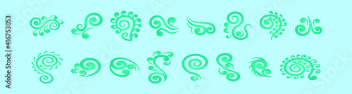 set of koru cartoon icon design template with various models. vector illustration isolated on blue background
