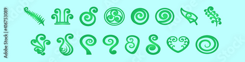 set of koru cartoon icon design template with various models. vector illustration isolated on blue background photo