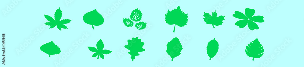 set of hojas leaves cartoon icon design template with various models. vector illustration isolated on blue background set of hojas leaves cartoon icon design template with various models. vector illustration isolated on blue background
