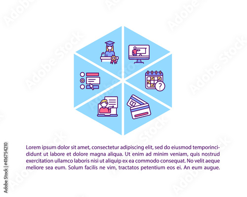 Academic research database guide concept icon with text. Advantage of using online library. PPT page vector template. Brochure, magazine, booklet design element with linear illustrations
