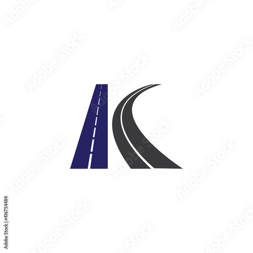 letter k logo vector illustration of road transportation design