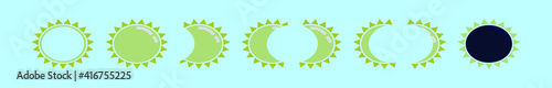 set of solar eclipse cartoon icon design template with various models. vector illustration isolated on blue background