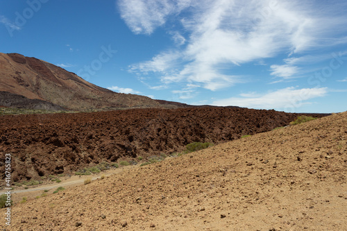 Deserted foreground on island Tenerife under blue sky