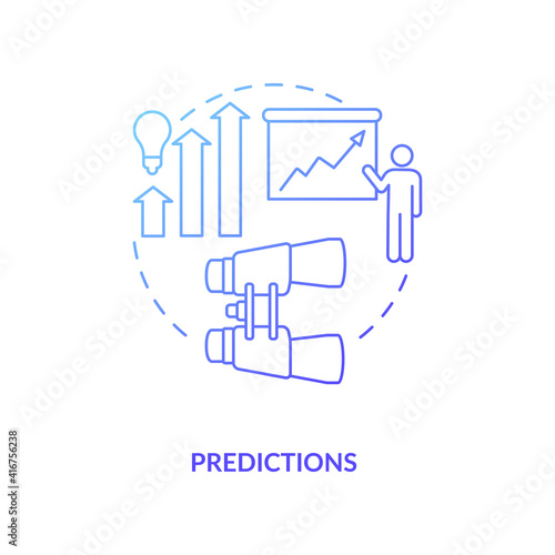 Predictions concept icon. Quantify probability idea thin line illustration. Event happening in future. Prediction studies. Process of forecasting. Vector isolated outline RGB color drawing