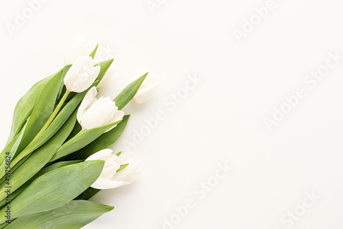 white tulip bouquet for mock up design on white background