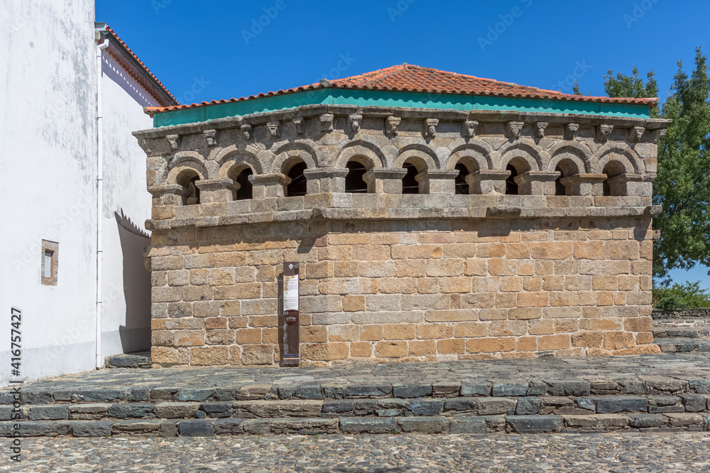 Exterior view at the Domus Municipalis, a Romanesque civic architecture building, an eloquent extension of the medieval prison tower