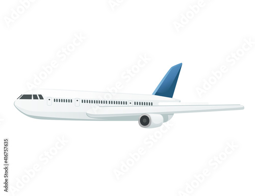 White passenger airplane vector illustration on white background