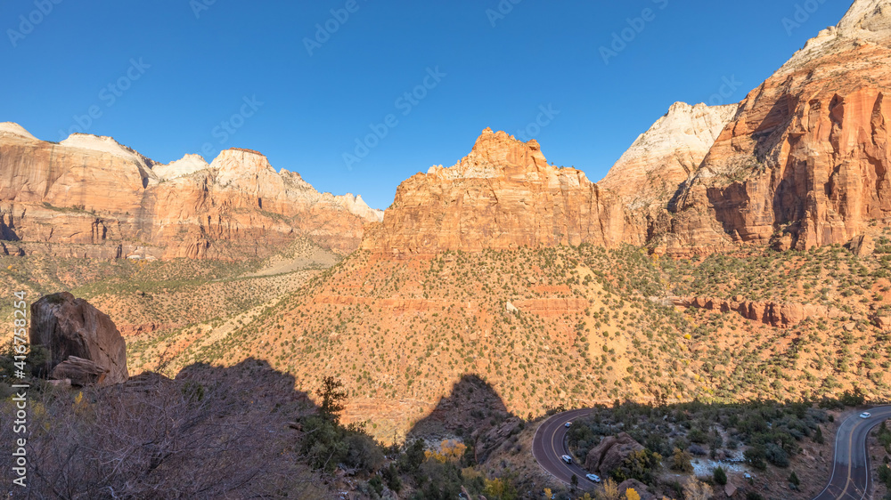 Fototapeta premium Beautiful landscapes, views of incredibly picturesque rocks and mountains in Zion National Park, Utah, USA