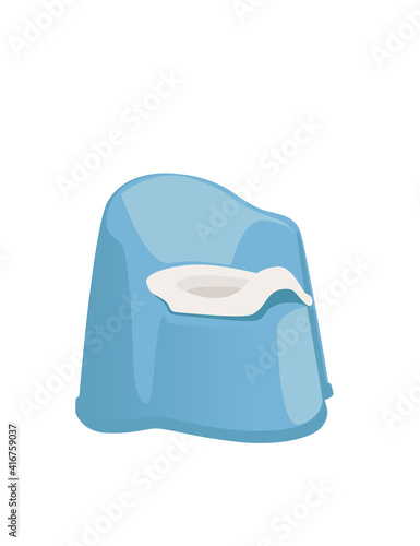 Blue plastic potty for children flat vector illustration isolated on white background
